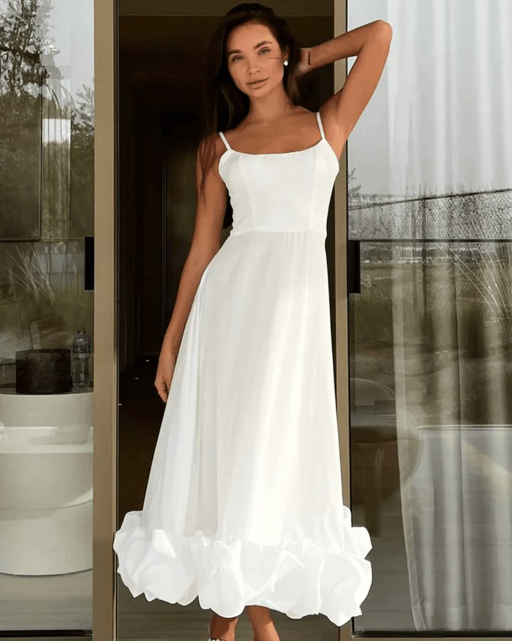 CELINE ELEGANT RUFFLED MIDI DRESS