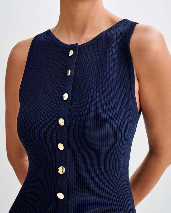 AUBREY LUXE KNIT BUTTONED MAXI DRESS