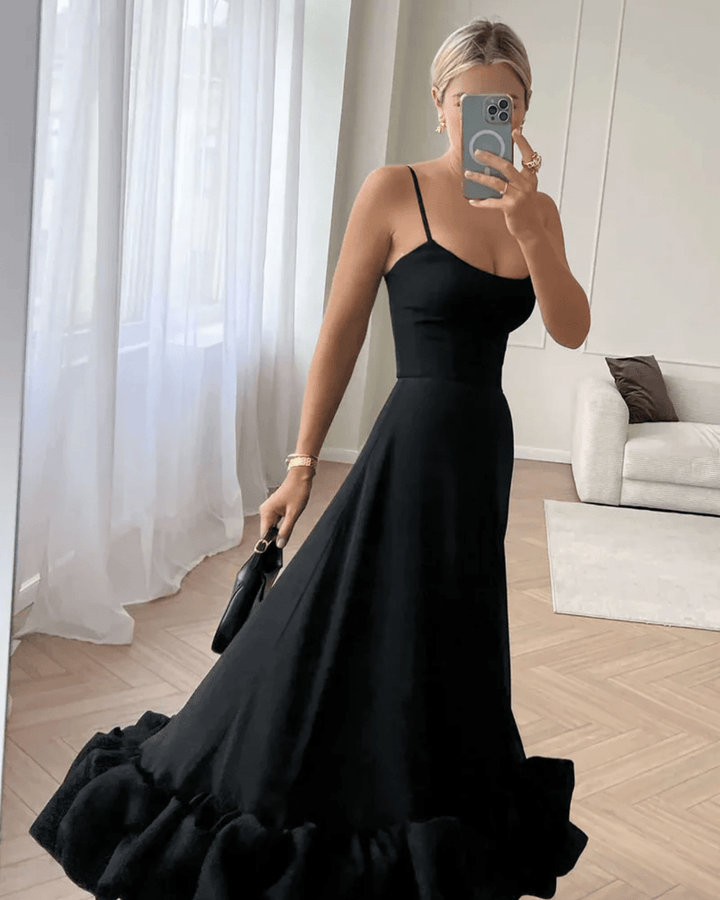 CELINE ELEGANT RUFFLED MIDI DRESS