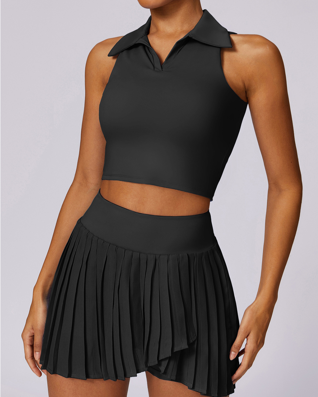 HAILEE BREATHABLE CROP COLLARED TOP