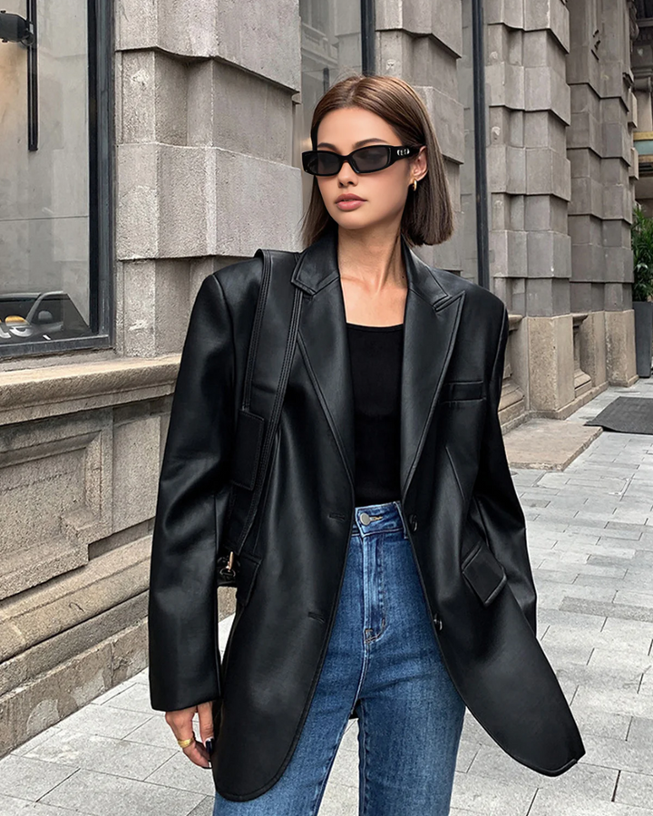 CELESTE EFFORTLESS POWER LEATHER BLAZER