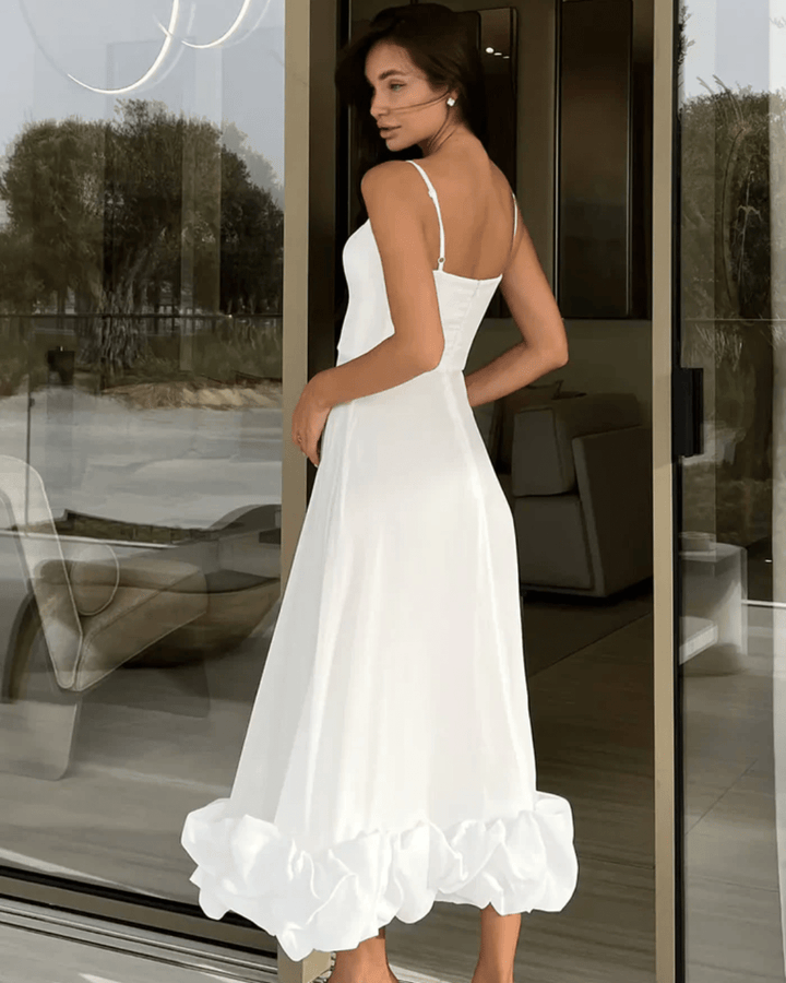 CELINE ELEGANT RUFFLED MIDI DRESS