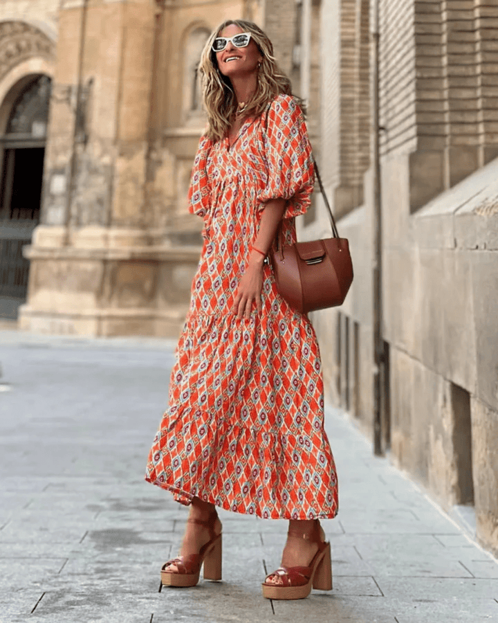 OLIVIA PALM BREEZE MIDI DRESS