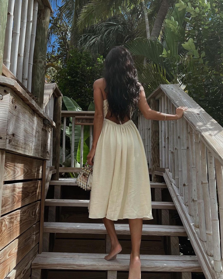 ANDREA EFFORTLESS GLOW OPEN-BACK DRESS