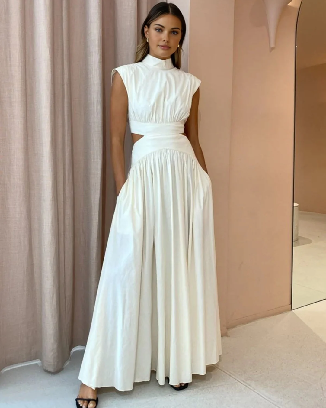 BELLA GRACEFUL HIGH NECK MAXI DRESS