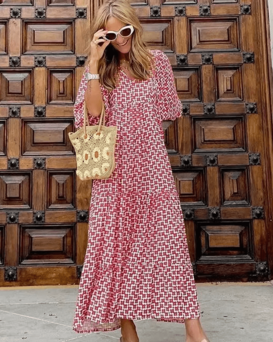 OLIVIA PALM BREEZE MIDI DRESS