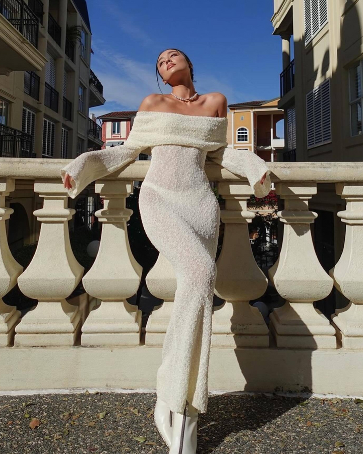 ESTELLE TIMELESS KNIT OFF-SHOULDER DRESS