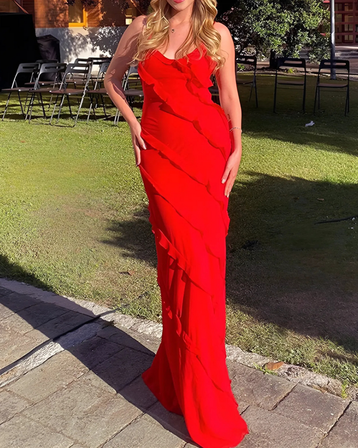 ARIELLA RUFFLE ELEGANCE MAXI DRESS