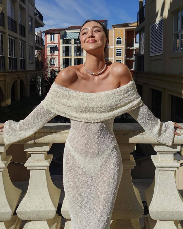 ESTELLE TIMELESS KNIT OFF-SHOULDER DRESS