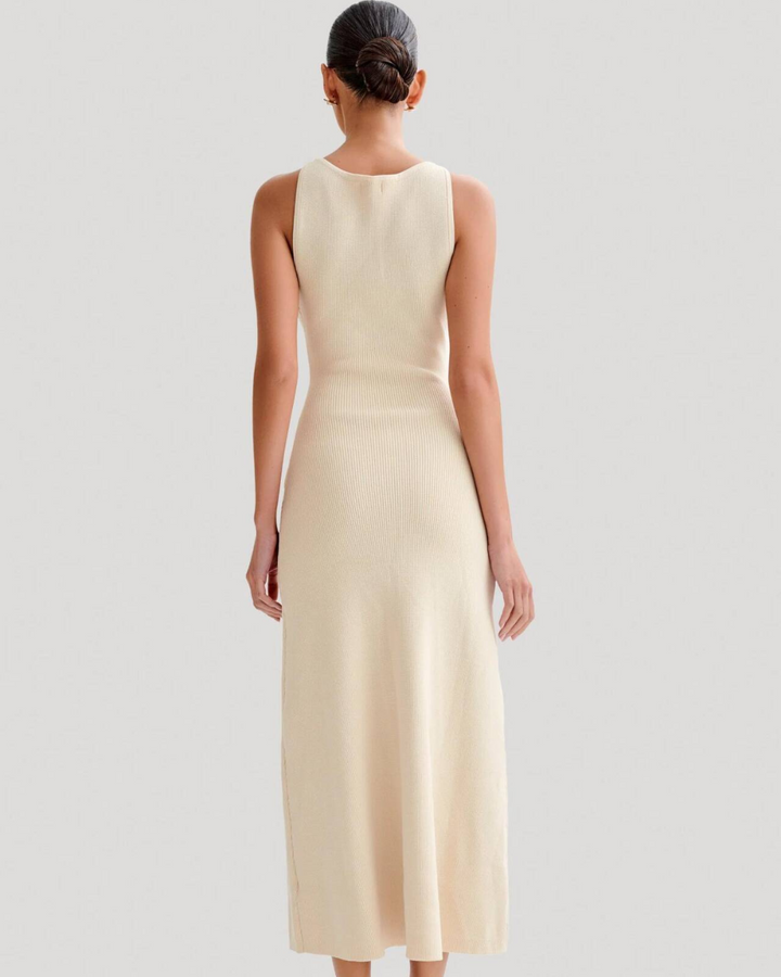 AUBREY LUXE KNIT BUTTONED MAXI DRESS