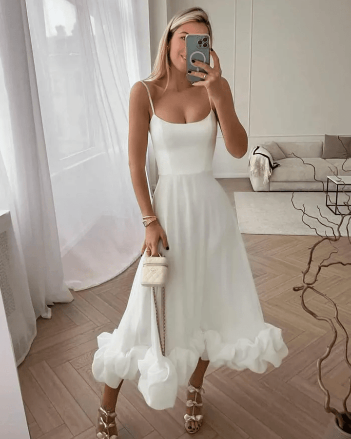 CELINE ELEGANT RUFFLED MIDI DRESS