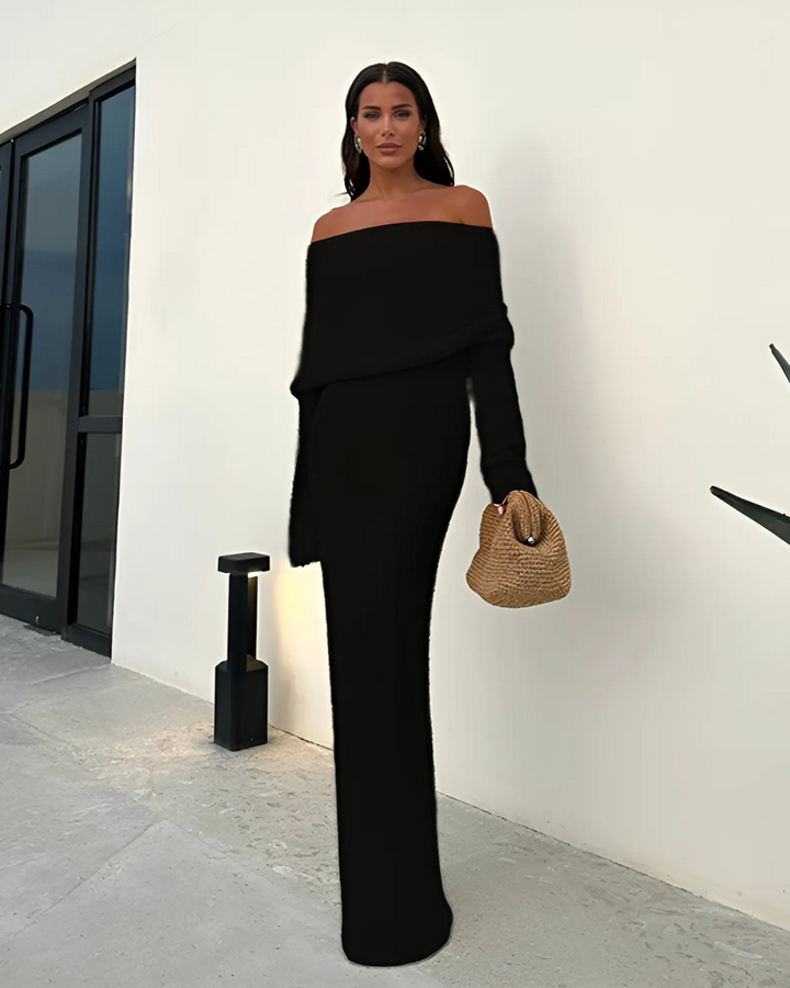ESTELLE TIMELESS KNIT OFF-SHOULDER DRESS