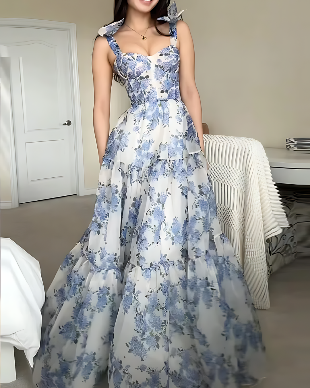 LILIA SOFT FLORAL MAXI DRESS