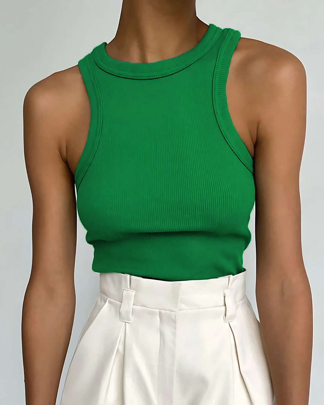 MADDIE CHIC RIBBED HIGH NECK TOP