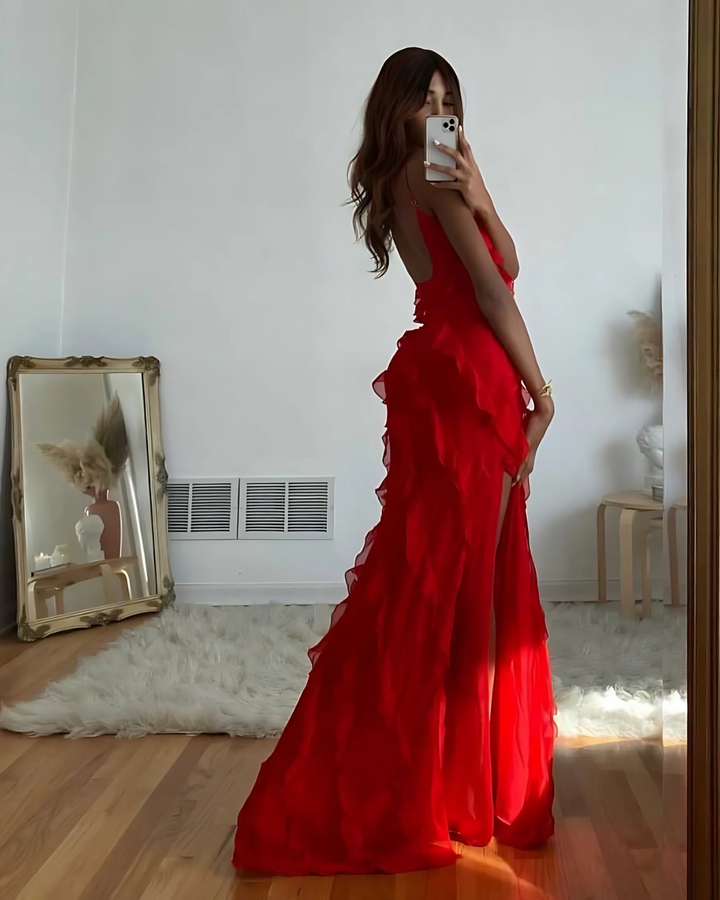 ARIELLA RUFFLE ELEGANCE MAXI DRESS