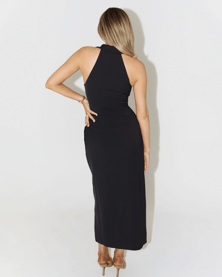BELLE HALTER GRACE BUTTONED DRESS