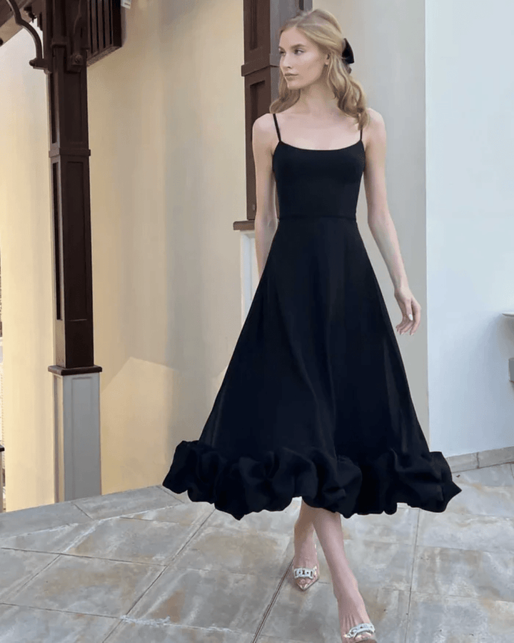 CELINE ELEGANT RUFFLED MIDI DRESS