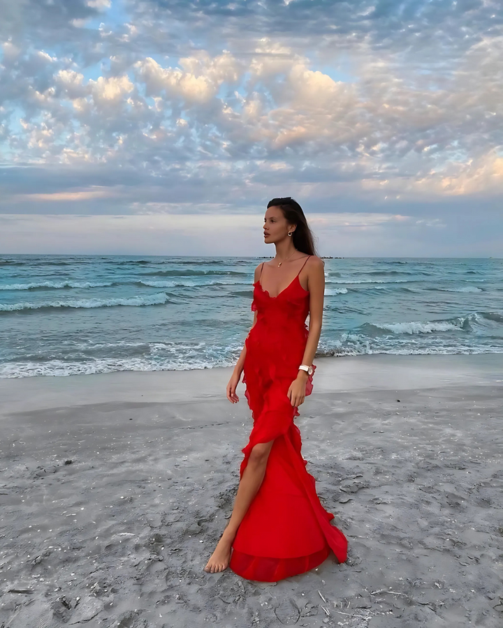 ARIELLA RUFFLE ELEGANCE MAXI DRESS