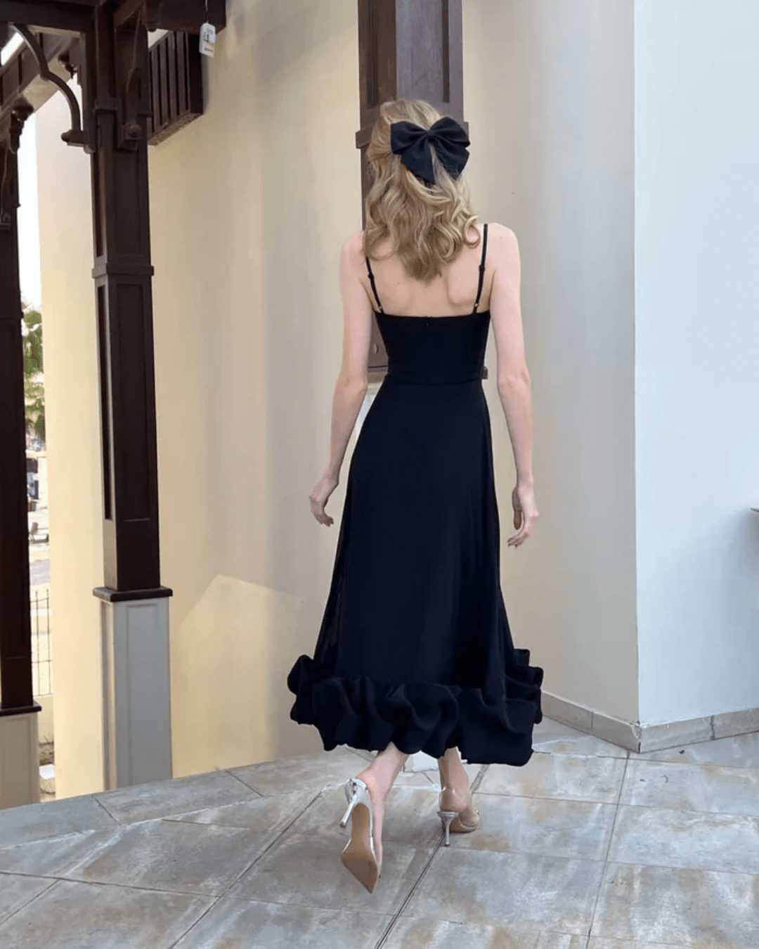 CELINE ELEGANT RUFFLED MIDI DRESS