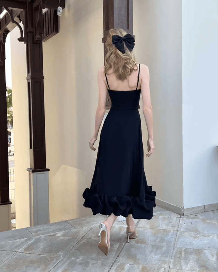 CELINE ELEGANT RUFFLED MIDI DRESS