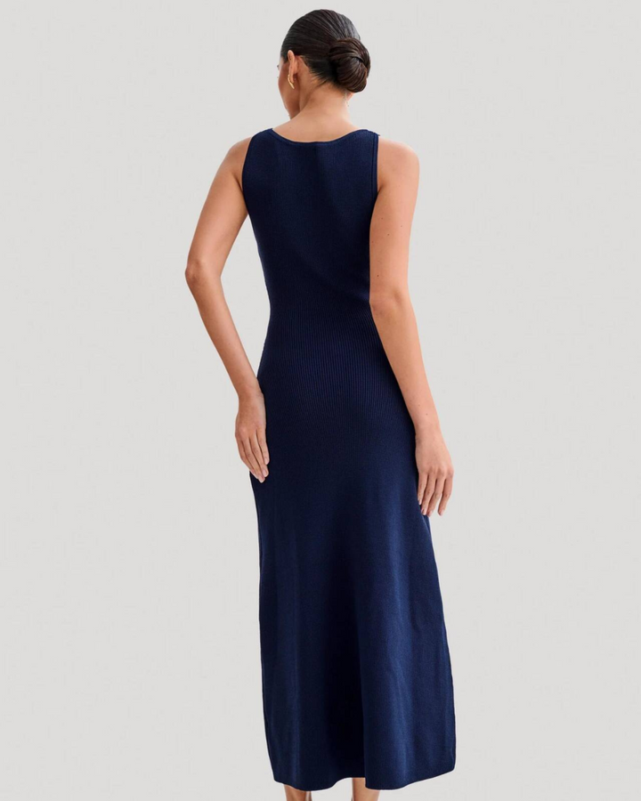 AUBREY LUXE KNIT BUTTONED MAXI DRESS